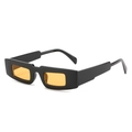 Retro small square sunglasses with thick black frame and bright orange lenses - Black Frame Yellow Lens