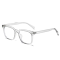 Transparent TR90 square glasses frame with clear finish and specifications on temple - Transparent Grey