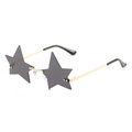 Star-shaped rimless sunglasses with dark grey lenses and gold metal frames - All Grey