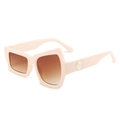 Irregular geometric sunglasses in nude pink with brown gradient lenses and metal trim - Beige Pink Frame Tea Lens