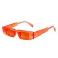 Modern rectangular sunglasses in translucent orange resin for a trendy streetwear style - Red Frame Tea Lens
