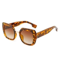Chic tortoiseshell square sunglasses with brown gradient lenses and gold accents - Leopard Frame Gradient Brown Lens