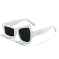 Gafas de sol retro con montura blanca irregular y detalles metálicos dorados - Montura Blanca Lentes Grises
