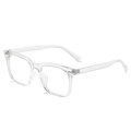 Modern TR90 transparent square eyeglass frames with blue light blocking lenses - Transparent White Frame