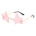 Frameless star-shaped sunglasses with pink lenses and gold metal frame for party style - Ocean Pink