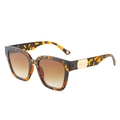 Lunettes de soleil carrées écaille de tortue avec verres dégradés et branches dorées - Monture Léopard Verres Marron Dégradés