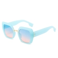 Square frame sunglasses with frosted light blue frames and blue-orange gradient lenses - Blue Frame Blue Pink Lens