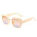 Cream square sunglasses with metal bridge and orange to purple gradient lenses - Beige Frame Brown Blue Lens