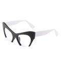 Occhiali chic a semicerchio cat-eye con frontale nero e stanghette bianche trendy - Montatura Nera Astine Bianche