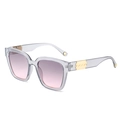 Square oversized sunglasses with purple gradient lenses and transparent grey frames - Grey Frame Purple Pink Lens
