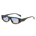 Lunettes de soleil rectangulaires noires avec verres dégradés bleu et orange - Monture Noire Verres Dégradés Bleu-Jaune