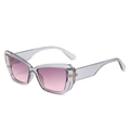 Cat-Eye-Sonnenbrille mit hellgrauem transparentem Rahmen und lila Verlaufsgläsern - Transparent Grauer Rahmen Purpur Rosa Gläser