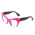 Montatura cat-eye rosa alla moda con stanghette nere e lenti trasparenti chic - Montatura Rosa Rosso Aste Nere