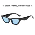 Occhiali da sole vintage gatto con montatura nera e lenti blu per donne eleganti - Montatura Nera Lenti Blu