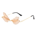 Gafas de sol de ala de libélula ámbar con montura de metal dorado para fiesta y estilo urbano - Montura Dorada Lentes Champaña