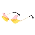 Gafas de sol sin montura en forma de ala con lentes degradadas amarillo rosa y oro - Montura Dorada Degradado Rosa Amarillo