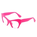 Occhiali cat eye semicerchiati rosa brillante con lenti trasparenti per uno stile street - Rosso Porpora