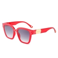 Chic oversized square sunglasses with red translucent frames and gradient grey lenses - Red Frame Double Grey Lens
