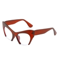 Translucent amber red semi-rimless cat-eye glasses with wide temples for fashion - Brown Frame