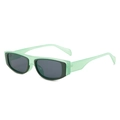 Retro square sunglasses with light green translucent frames and dark gray lenses - Green Frame Grey Lens