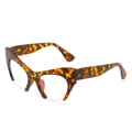Retro tortoiseshell cat eye glasses frames with wide temples and clear lenses - Leopard Frame
