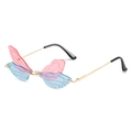 Dragonfly wing sunglasses with pink and blue gradient lenses and gold metal frame - Gold Frame Pink Blue Gradient