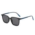 Occhiali da sole polarizzati quadrati nero opaco da uomo con stanghette blu effetto legno - Montatura Nera Gambe Blu Lente Grigia