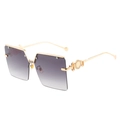 Oversized square rimless sunglasses with gradient grey lenses and gold metal temples - Gold Frame Gradient Gray Lens