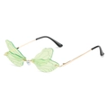 Fashionable green dragonfly wing sunglasses with gold metal frame and insect texture - Gold Frame Green Lens