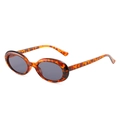 Retro-Oval-Sonnenbrille mit stilvollem Leopard-Schildpatt-Rahmen und dunklen Gläsern - Leopard Rahmen Graue Gläser