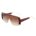 Brown gradient shield sunglasses with oversized frames and golden metal details - Tea Frame Gradient Tea Lens