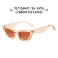Cat eye sunglasses featuring a transparent tea frame and gradient tea lenses - New Style / Standard (Incl. 13% Tax) Champagne Frame / Tea Lenses