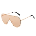 Champagne gold aviator sunglasses with brown gradient lenses and rivet details - Gold Frame Champagne Lens