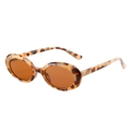 Retro ovale Sonnenbrille mit schickem Leoparden-Schildpatt-Rahmen und bernsteinfarbenem Glas - Schildpatt Rahmen Teefarbene Gläser