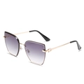 Frameless oversized sunglasses for women with purple gradient lenses and gold metal frames - One Size / Gold Frame Gradient Gray Lens