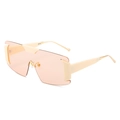 Chic oversized one-piece sunglasses with orange lenses and cream white frames - Beige White Frame Light Pink Lens
