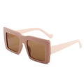 Occhiali da sole punk squadrati oversize in rosa e crema con lenti marroni - Montatura Rosa Lenti Tè