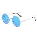 Occhiali da sole rotondi rétro con lenti a specchio blu e montatura in metallo - Montatura Argento Lente Blu