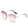 Fashion rimless oversized square sunglasses with purple gradient lenses and gold metal temples - One Size / Gold Frame Gray Pink Lens