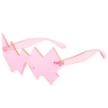Occhiali da sole rosa a forma di fulmine senza montatura con stanghette trasparenti - Rosa