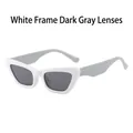 Modern white frame cat eye sunglasses with dark gray lenses for a stylish retro look - New Style / Standard (Incl. 13% VAT Invoice) White Frame Full Gray Lenses