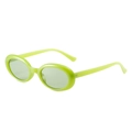 Vintage oval sunglasses in neon lime green with matching tinted lenses for a trendy look - Green Frame / Green Lens