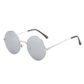 Retro round metal sunglasses with silver frame and reflective silver mirror lenses - Silver Frame White Mirror Lens