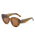 Occhiali da sole cat-eye oversize con montatura tartarugata e lenti marroni scuro - Montatura Leopardata / Lenti Tè