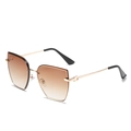 Chic rimless square sunglasses with brown gradient lenses and gold Gancini metal trim - One Size / Gold Frame Gradient Tea Lens