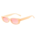 Occhiali da sole rettangolari retrò con montatura beige e lenti rosa trasparenti - Montatura Rosa / Lenti Rosa