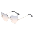 Gafas de sol de llama sin montura con lentes degradadas violeta y naranja y metal dorado - Marco Dorado Degradado Gris Naranja