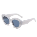 Oversized cat-eye sunglasses with translucent white jelly frame and dark grey lenses - Grey Frame Grey Lens
