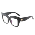 Montatura occhiali cat-eye nero lucido con lussuosi rivetti quadrati dorati laterali - Quadrato Classico / Montatura nero lucido