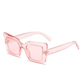 Trendy translucent pink square cat eye sunglasses with metallic stud detail for women - Pink Frame / Pink Lens